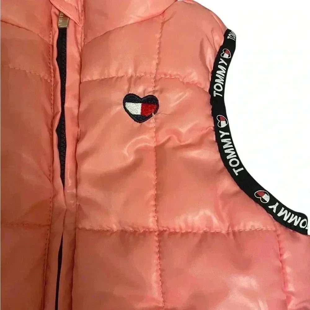 Tommy Hilfiger Puffer Vest in Pink Carnation/ Navy Size 24 Months With Pockets - Picture 5 of 9